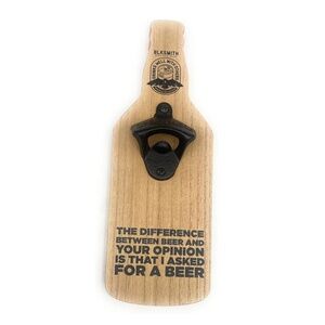 BLKSMITH Wooden Wall Mounted Bottle Opener, Cast Iron, Beer, Gift, NEW
